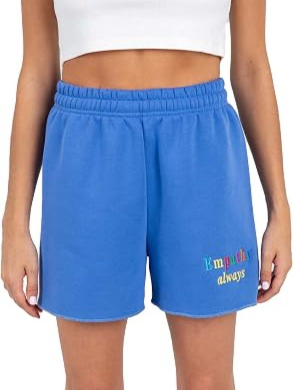 NWOT The Mayfair Group Women's Empathy Always Soft Royal Blue Sweat Shorts S/M